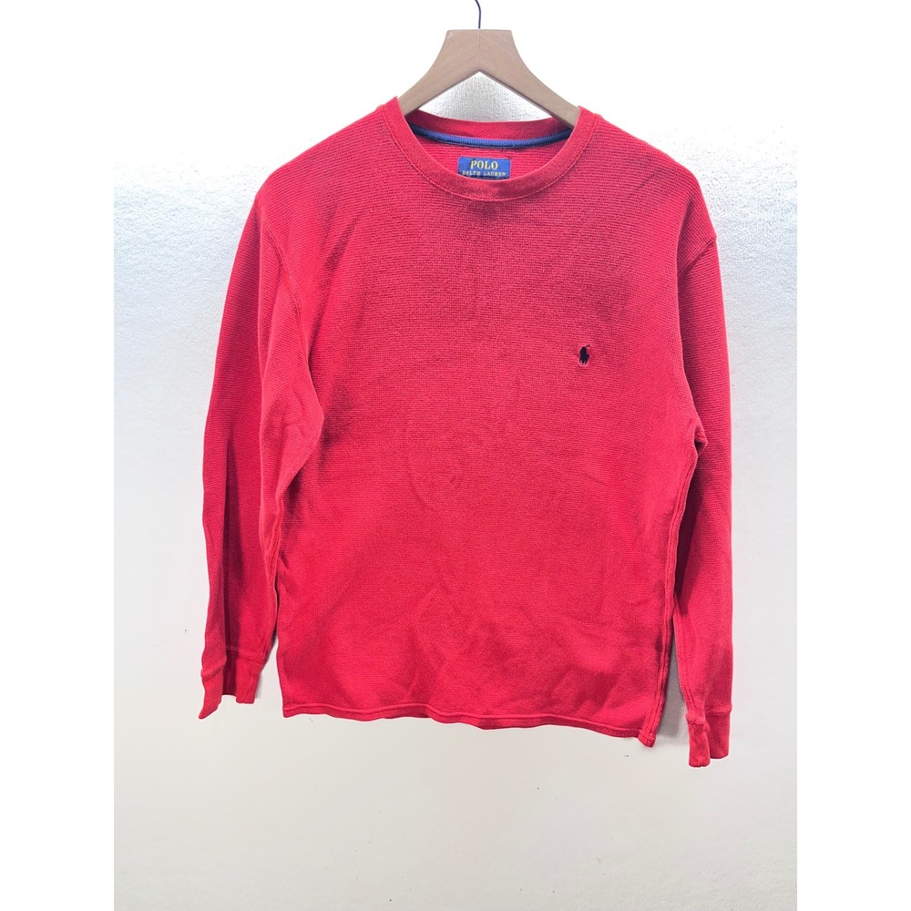 Polo Ralph Lauren Mens Red Waffle Knit Thermal Long Sleeve Shirt Size Large 3132